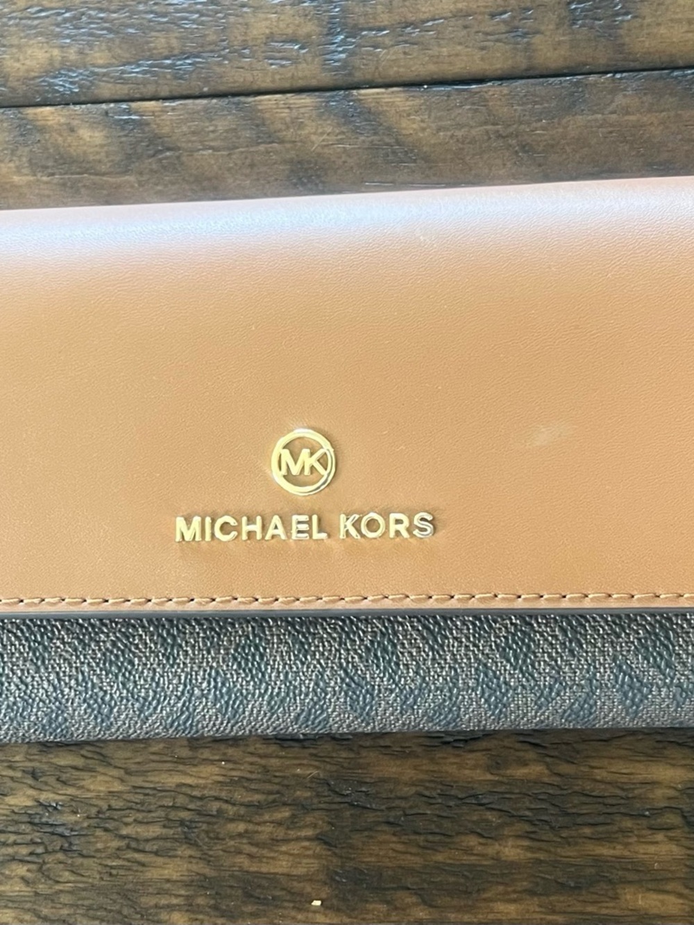 Michael Kors Brown and Black Leather Continental Wallet
